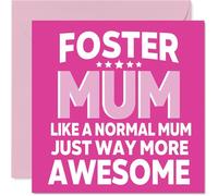 Mum Birthday Card - Awesome Foster Mum - Happy Birthday Card from Son Daughter, 145mm Foster Parent Bday Greeting Cards