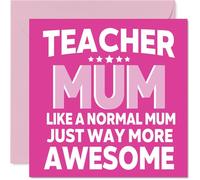 Mum Mother's Day Card - Awesome Teacher Mum - Happy Birthday Card from Son Daughter, 145mm Teacher Parent Birthday Greeting Cards