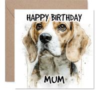 Mum Birthday Card - Beagle - Happy Birthday Card for Mum from Son Daughter, 145mm Dog Breeds Bday Greeting Cards