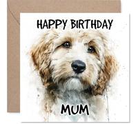 Mum Birthday Card - Cockapoo - Happy Birthday Card for Mum from Son Daughter, 145mm Dog Breeds Bday Greeting Cards