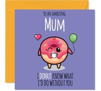 Mum Birthday Card - Donut What I'd Do - Happy Birthday Card for Mum from Son Daughter, 145mm cute donut Bday Greeting Cards