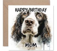 Mum Birthday Card - English Springer Spaniel - Happy Birthday Card for Mum from Son Daughter, 145mm Dog Breeds Bday Greeting Cards