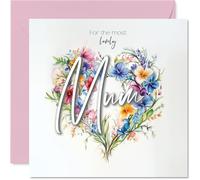 Mum Birthday Card - Heart of Flowers - Happy Birthday Card for Mum from Son Daughter, 145mm Floral Bouquet Greeting Cards