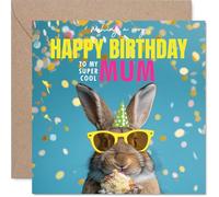 Mum Birthday Card, Hoppy Cake cute bunny Bday