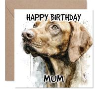 Mum Birthday Card - Hungarian Vizsla - Happy Birthday Card for Mum from Son Daughter, 145mm Dog Breeds Bday Greeting Cards