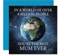 Mum Birthday Card - In a World of Over 8 Billion - Happy Birthday Card for Mum from Son Daughter, 145mm Mothers Day Greeting Cards