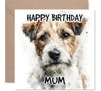 Mum Birthday Card - Jack Russell Terrier - Happy Birthday Card for Mum from Son Daughter, 145mm Dog Breeds Bday Greeting Cards