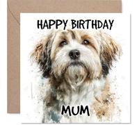 Mum Birthday Card - Lhasa Apso - Happy Birthday Card for Mum from Son Daughter, 145mm Dog Breeds Bday Greeting Cards