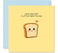 Mum Birthday Card - Little Toast To You - Happy Mother's Day Card for Mum from Son Daughter, 145mm Funny Humour Pun Bday Greeting Cards