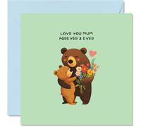Mum Birthday Card - Love You Forever Bears - Happy Mother's Day Card for Mum from Son Daughter, 145mm Funny Humour Pun Bday Greeting Cards