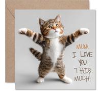Mum Birthday Card - Love You This Much! - Happy Birthday Card for Mum from Son Daughter, 145mm Purrfect Cat Lover Bday Greeting Cards