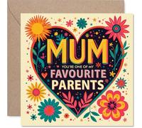 Mum Birthday Card - One Of My Favourite - Happy Birthday Card for Mum from Son Daughter, 145mm Bold Colourful Floral Design Bday Greeting Cards