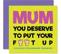 Mum Birthday Card - Put Your Feet Up - Happy Birthday Card for Mum from Son Daughter, 145mm Put Your Feet Up Bday Greeting Cards