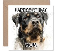 Mum Birthday Card - Rottweiler - Happy Birthday Card for Mum from Son Daughter, 145mm Dog Breeds Bday Greeting Cards