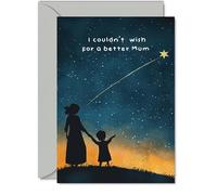 Mum Birthday Card - Shooting Star - Happy Birthday Card for Mum from Son Daughter, A5 Female Mothers Day Bday Greeting Cards