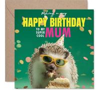 Mum Birthday Card - Spike-tacular Cake - Happy Birthday Card for Mum from Son Daughter, 145mm funny hedgehog Bday Greeting Cards