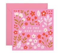 Mum Birthday Card - “To The B*st Mum!” Flowers - Gifts for Her, Mummy, Mama, Nana, Women, Family, Wife, Mother - Pink Mother's Day or Birthday Card - Comes with Stickers
