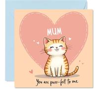 Mum Birthday Card - You are Purr-fect - Happy Birthday Cards for Mum from Son Daughter, 145mm Cat Bday Mothers Day Greeting Cards