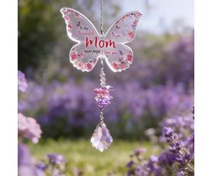 Mum Birthday Gifts, Butterfly Shaped Acrylic Plaque Mom Gifts for Birthday/Car Pendant Decoration Comes in a Gift Box, Presents for Mum from Daughter and Son on Mother's Day (Red, 1 PC)