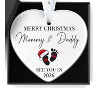 Mum Birthday Gifts Christmas Decorations Personalised Ceramic Sign Merry Christmas Mommy And Daddy See You In 2026 Xmas Tree Ornament For New Born Boy Girl New Mom Dad Xmas Gifts Keepsake