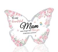 Mum Birthday Gifts, CICAIFALO To My Beautiful Mum Gifts, 5x3.6 In Butterfly-shaped Acrylic Plaque, Presents for Mum from Daughter Son, Unique Birthday Gifts for Mum
