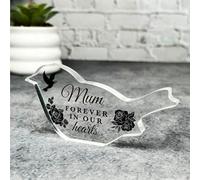Mum Black Roses Memorial Robin Bird Gift Sympathy Robin Keepsake Plaque Ornament | Acrylic Ornament Gift Memorial Remembrance Sympathy Keepsake Gift Custom Home Decor Gift Small