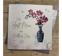 MUM - BLUE/PINK ORCHID MOTHER'S DAY CARD, HAND FINISHED (M26-4)