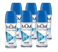 Mum Brisa Fresh Roll On Deodorant, 48 Hours Plus Protection, Anti-Perspirant, Vegan, Sustainable Glass Bottle, Alcohol Free Womens Mens Deodorant, Fresh Breeze Fragrance, 50 ml, Pack of 6