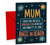 Mum Christmas Card Sparkling Star Night Sky Angel in Heaven