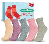 Mum Christmas Gifts for Women Present: 5 Packs Thick Winter Warm Womens Ladies Socks 4-7, Grandma Auntie Nanny Sister Presents for Mummy Wife Birthday Xmas Stocking Fillers Secret Santa Gift Ideas