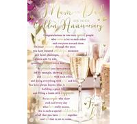 Mum & Dad 50th Golden Anniversary Champagne Design Sentiments Card Lovely Verse