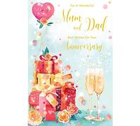 Mum & Dad Anniversary Card Gifts Champagne Foil Finish Lovely Verse