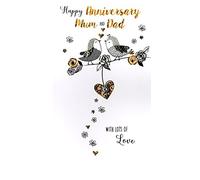 Mum & Dad Anniversary Greeting Card Hand-Finished Champagne Range Cards