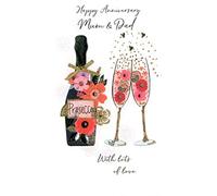 Mum & Dad Anniversary Greeting Card Hand-Finished Champagne Range Cards JGS626