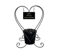Mum & Dad Black Metal Memorial Planter With Name Plate And Black Pot Insert Memorial Plaque Grave Ornament Garden Tribute Metal Ornament Gift