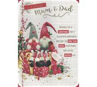 Mum & Dad Christmas Card, 17.8 x 25.4 cm, Cute Xmas Design with Gnomes
