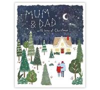 Mum & Dad Christmas Card - Forest Cottage in the Snow - With Love at Christmas - Contemporary Festive Design - Special Finishes - Made in the UK - Eco-Friendly
