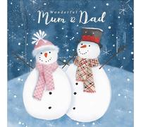 Mum & Dad Christmas Card - Wonderful Mum & Dad - Snowman Couple - Festive Artistic Design - Made in the UK - Eco-Friendly