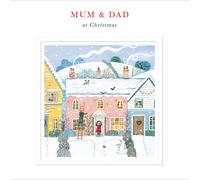 Mum & Dad Deck The Halls Artistic Christmas Card Xmas Greeting Cards