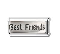 Mum Dad Family Friend Rose Gold 18K Superlink Long Double Size Width Love Birthday 9mm Italian Link Charm Compatible With Nomination Bracelet Womens (Best Friends Superlink)