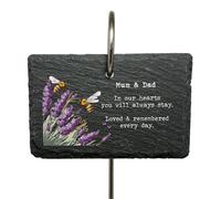 Mum & Dad - Lavender & Bees Memorial Plaque - In our hearts you will always stay. Loved & remembered every day. - Outdoor Ground Stake - Slate Landscape Rectangle - In Memory Of