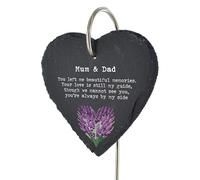 Mum & Dad - Lavender Memorial Plaque - Goodbye Is Not Forever. You Left Me Beautiful Memories. Your Love Is Still My Guide, Though We Cannot See You, You’re Always By My Side. - Slate Heart