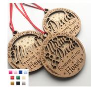 Mum & Dad Missing You At Christmas Memorial Remembrance Wooden Xmas Tree Bauble Decoration 3D Double Layered