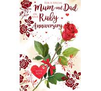 Mum & Dad On Your 40th Ruby Rose Happy Anniversary Card Lovely Verse