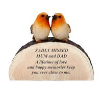 Mum Dad Robin Memorial Ornament Log Plaque 14x17x6cm Graveside Gift