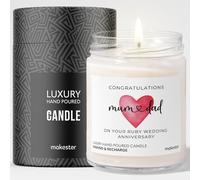 Mum Dad Ruby Wedding Gifts - Luxury Soy Wax Candle - Vanilla, Jasmine, Sugared Almond - Makester
