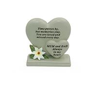 Mum & Dad Sentiment Heart Graveside Remembrance Plaque Ornament