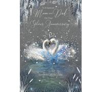 Mum & Dad Silver Anniversary Card from the Grace Range complete with Silver Envelope and Silver Foil Detailing