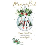 Mum & Dad Thank You Embellished Christmas Card Hand-Finished Champagne Cards XCDC390