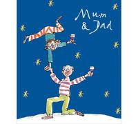 Mum & Dad Xmas Fun Dance and Wine Illustration Quentin Blake Christmas Card